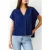 French Connection Vee Boxy Crepe Light Top Dk Navy