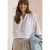 Blouse met 3/4 mouwen en gespleten hals in effen kleur