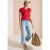 Cecil Dames Shirt met korte mouwen en V-hals in effen kleur in Rood
