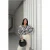 Abstracte Print Lange Mouw Knopenblouse