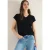 Cecil Dames Shirt met korte mouwen en V-hals in effen kleur in Zwart