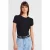 Geribbelde Blouse met Korte Mouwen en Knopen