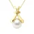 Halsketting Sieraad Diamant 0,01 Ct Geel Goud en Echte Gecultiveerde Zoetwaterparel Knop 6-7 mm