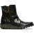 Fly London Dames Zwart MON944 Leren Wedgesleekte Enkellaarsjes Met Ritssluiting Chelsea Laarzen