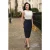 Topvintage exclusive ~ Nadine pencil jurk in wit en marineblauw