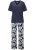 LASCANA Pyjama  donkerblauw / pastelgroen / wit