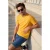 TRENDYOL MAN Heren Geel Colorblock Kort Relaxed fit T-shirts