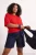Trendyol Curve Dames Rood Gestreept Kort Regular fit Grote maten Blouses