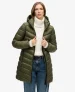 Superdry Vrouwen Gewatteerde Fuji Mid jas met Capuchon Groen