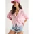 Gelaagde Gestreepte Cropshirt met Knopen sluiting en Zak