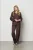 &Co Woman wide leg high waist casual broek donkerbruin