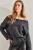 Off Shoulder Geribbelde Gebreide Trui