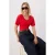 TRENDYOLMİLLA Dames Rood Effen Driekwart mouw Getailleerd T-shirts