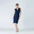Mouwloze V-hals Jersey Jurk met Wikkelriem – Marineblauw