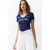 TRENDYOLMİLLA Dames Donkerblauw Slogan Kort Getailleerd T-shirts