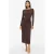 VILA Vijustine Boatneck L/S Midi Dress/Dc midi jurk met plooien – donkerbruin
