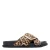 Graceland leren slippers met panterprint cognac/zwart