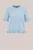 WE Fashion – Dames gebreide trui met ruches – Regular fit – Lichtblauw – Biologisch katoen –