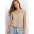 Street One Dames Blousetop met bowlingkraag en knoop in Beige