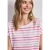 Street One Dames Shirt met korte mouwen, ronde hals en strepen in Pink