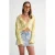 Rimpelige V-hals Lange Mouw Korte Blouse