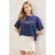 TRENDYOLMİLLA Dames Donkerblauw Slogan Kort Relaxed fit T-shirts
