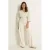 CLAUDIA BY CLAUDIA STRÄTER travelstof wide leg high waist casual broek ecru fijn gebreid