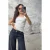 TRENDYOLMİLLA Dames Beige Effen Kort Getailleerd Blouses