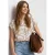 Street One Dames Blouse met hangende schouder en print in Beige