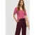 Street One Dames Basic Shirt met V-hals in effen kleur in Pink