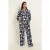 CLAUDIA BY CLAUDIA STRÄTER wide leg broek met print van travelstof – donkerblauw