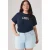 Levi’s Plus T-shirt met strass-steentjes en tekst – donkerblauw