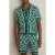 Reiss Ss Cuban Button Thorugh Geo Towelling Shirt Green/white