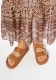 Wittchen Dames leren slippers met metalen details, bruin natuurlijk leer