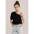 WE Fashion one shoulder top zwart met glitter