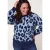 Miss Etam Plus gebreide trui met panterprint – blauw