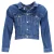 Balenciaga Geknoopte Cropped Jas in Blauwe Katoenen Denim