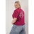 Trendyol Curve Dames Bordeaux Rugprint Kort Relaxed fit Grote maten T-shirts