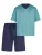 HAJO Pyjama kort ‘Klima Light’  turquoise / donkerblauw