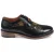 Justin Reess Heren Zwarte Leren Bloemenprint Brogue Dress Schoenen – Ross