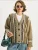 Bianco Lucci Gebreid vest  donkerbeige / olijfgroen / zwart / wit