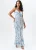 Ivoorwitte maxi-jurk met bandjes van chiffon met Dobby-patroon en bloemenprint