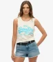Vintage Logo Neon Tanktop met Laag Uitgesneden Ronde Hals White