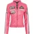Dames Biker Racing Badges Fuchsia-leren jas-Eastleigh