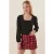 Getextureerde Vierkante Kraag Lange Mouwen Blouse