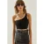 Asymmetrische Kraag Aansluitende Cropped Top