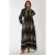 Geprinte Lange Mouw Viscose Maxi Jurk