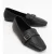 Noir Leren Plat Loafers Dames