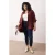Trendyol Curve Dames Bordeaux Effen Lang Regular fit Grote maten Overhemden