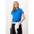 TRENDYOLMİLLA Dames Blauw Geborduurd Kort Regular fit T-shirts